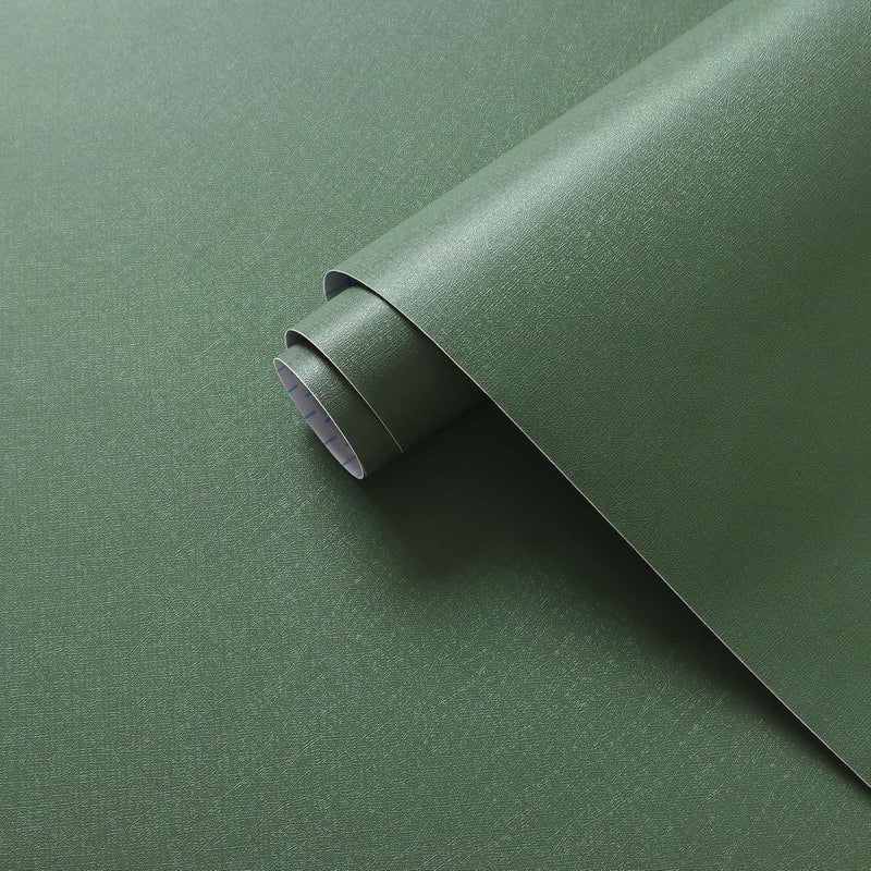 Dimoon 17.7''x385'' Peel and Stick Wallpaper Green Contact Paper for New Environmentally Friendly Materials Thickening Upgrade Embossed Renter Friendly Wall Paper Modern Vinyl Wrap Countertop Bedroom - Image 1